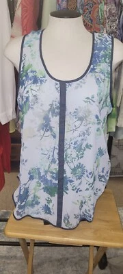 NUEVO SIN ETIQUETAS LIZ CLAIBORNE TALLA GRANDE Forrado Sin Mangas Transparente Camiseta sin Mangas Verano Floral Foto 1 de 4