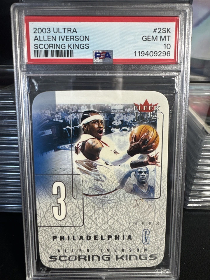 2003 Fleer Ultra Scoring Kings Allen Iverson #2SK PSA 10 GEM MINT 76ers POP 2 - Image 1 of 2