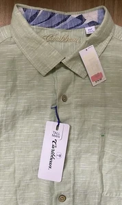 New with tags! Roundtree & Yorke Caribbean shirt Men’s 2XT green linen blend - Picture 1 of 3