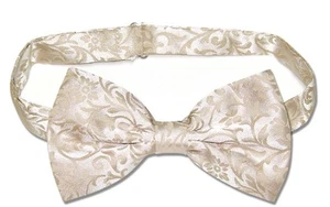 Antonio Ricci Men's BOWTie CREAM Paisley Design Mens Bow Tie for Tuxedo or Suit - Picture 1 of 2