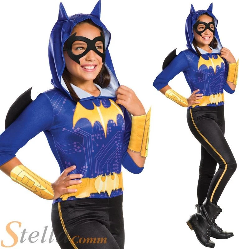 Girls Batgirl Costume Superhero Batman Child Halloween Fancy Dress Outfit - Image 1 of 1