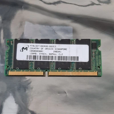 Micron 128MB PC66 CL2 66MHz 144-PIN SDRam SODIMM Memory, MT8LSDT1664HG-662E2 - Image 1 of 2