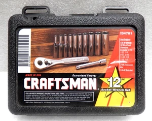 CRAFTSMAN 9 34781 12pc 1/4" Drive 6pt SAE Deep Socket Ratchet Set W/Case USA NEW - Picture 1 of 5