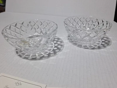 Pair Lenox Lead Crystal Diamond 5" Candy Nut Dish Bowl Czech Republic   - Image 1 of 4