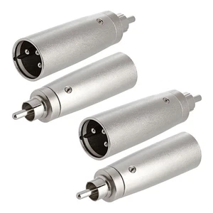 Male XLR Plug to Male RCA Plug Adapter Speaker Microphone Audio MIC Metal 4 Pack - Picture 1 of 1