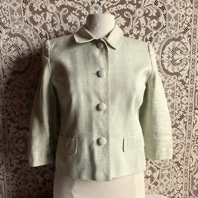 Ann Taylor Loft Light Green Linen Career Suit Jacket Blazer 4P - Image 1 of 4