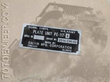 plate plaque plaquette ALIM PE 117B poste radio us ww2 - jeep willys