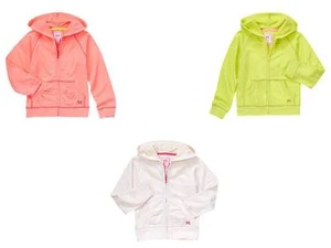 Gymboree Bright and Beachy Coral Pink Green Neon Hoodie Jacket Girls 5-6 7-8 NWT - Picture 1 of 3