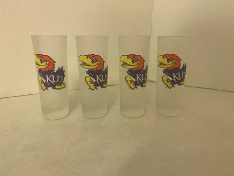 Set of (4) - University of Kansas Jayhawks - Frosted Tall Shot Glasses Cover
