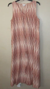 J. Jill Pure Jill 100% Cotton Ikat A-line Maxi Dress Size M Sleeveless Slit - Picture 1 of 6