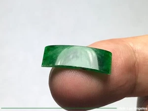 Bague vintage années 80 courbe sûre uni translucide vert émeraude jadéite jade NEUVE - Photo 1 sur 8