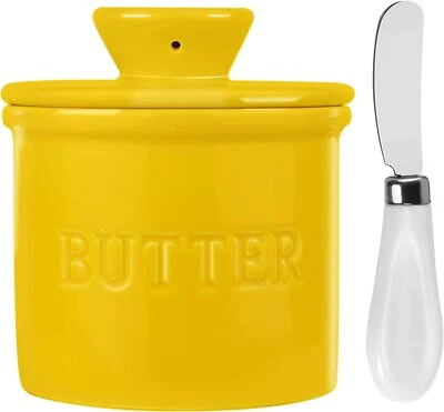 French Butter Crock For Spreadable Soft Butter,Large Capacity Keeper With Knife - Image 1 of 4
