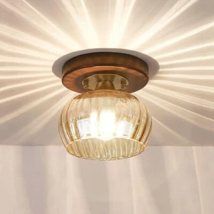 Vintage Glass Lampshade Semi Flush Mount Light Farmhouse for Corridor Kitchen - Picture 1 of 9