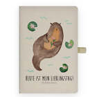 DIN A6 Baumwoll Notizbuch Otter mit Seerose - Geschenk Schreibheft glcklich