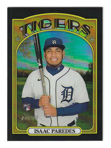 2021 Topps Heritage Chrome Black Refractors #601 Isaac Paredes 23/72 - NM-MT
