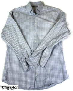 Charles Tyrwhitt Dress Shirt Mens Blue Check Slim Fit Non Iron Cotton 15.5 -34 - Picture 1 of 9