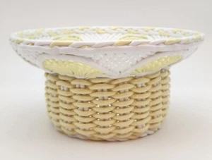 Woven Porcelain Bowl Basket Hat Shaped - Picture 1 of 4