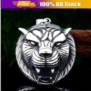 Cool Men Stainless Steel Tiger Head Pendant Titanium Animal Domineering Necklace - Picture 1 of 6