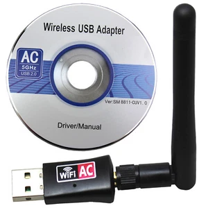 600 Mbps Dual Band 2.4/5Ghz Wireless USB WiFi Network Adapter w/Antenna 802.11AC - Picture 1 of 5
