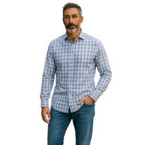 Charles Tyrwhitt Long Sleeve Shirt Men Size XLarge Blue Check Slim Fit Dress - Picture 1 of 10