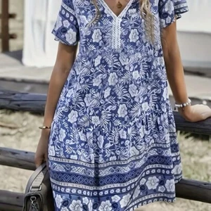 Blue & White Floral Summer Dress  New W Tags SZ Small - Picture 1 of 10