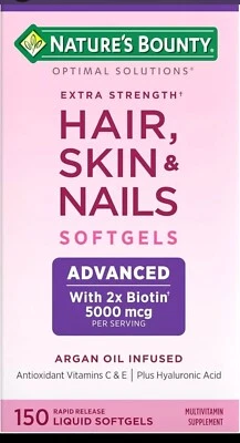 Nature's Bounty Advanced cabelo, pele e unhas, vitamina com infusão de argan... Exp.8/26 - Imagem 1 de 2