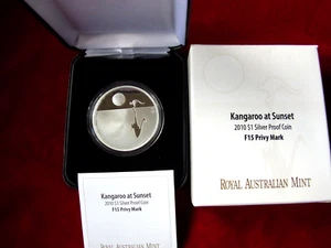 Australia . 2010 $1 Kangaroo at Sunset - F15 Privy 1oz Silver - Proof - Cased - Picture 1 of 1