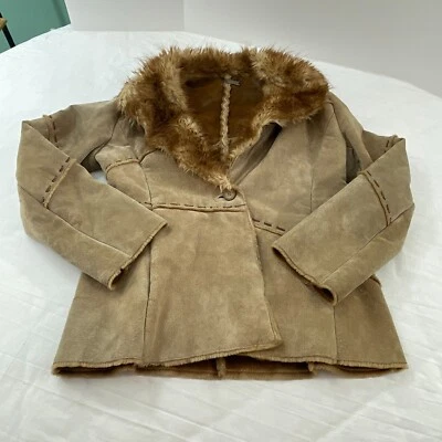 Winlit  Women's Suede Leather Faux Fur Lined Coat Medium - Image 1 of 4