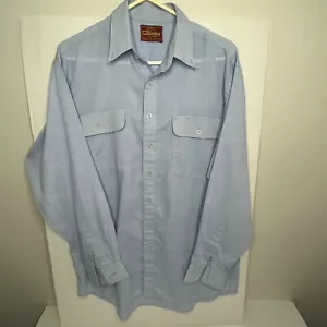 Mens Bisley Casual Wear M/40cm Button Up Shirt Blue Check Long Sleeve Collared - Picture 1 of 6