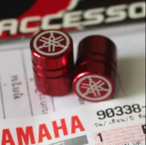 YAMAHA GENUINE WHEEL VALVE DUST CAP SET OF TWO RED PLAIN FINISH - Picture 1 of 1