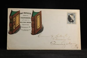 Ky: Louisville 1870s Morton Books Multicolored Advertising Cover, PF Certificate - Picture 1 of 3