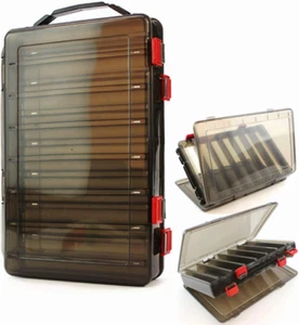 Doppelseitige durchsichtige Angelköder Tackle Box mit 14 Schlitzen (braun) - Bild 1 von 8