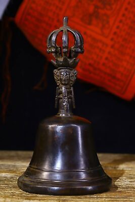 7.2 Tibetan Buddhism Bronze Tara Head Exorcism Bell Chung Chimes Clock Statue • 346.04$