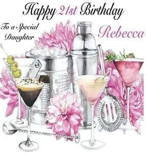 Personalised Cocktails Birthday Card Sister, Niece, Daughter etc18th 21st 30th - Picture 1 of 1