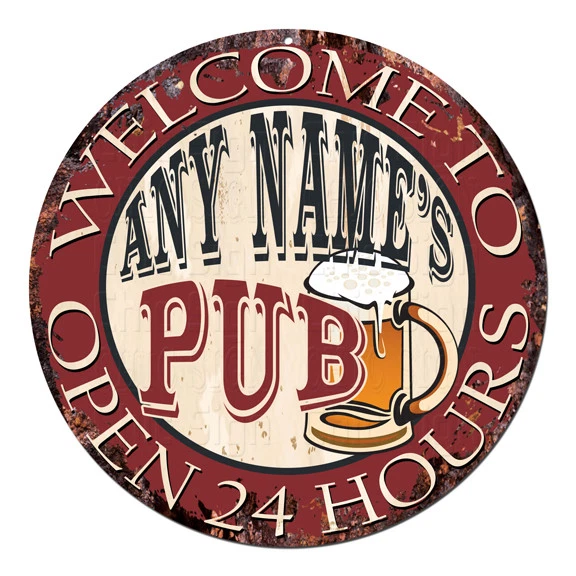 CP-0094 ANY NAME'S PUB Custom Personalized Chic Tin Sign Decor Gift Ideas - Image 1 of 1