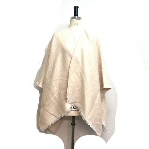 FENDI FXX713 Outerwear Abbigliamento Zucca frange lana poncho seta beige