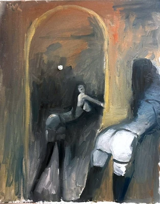 Gothic Horror Americana Woman in Forest Oil Painting 16"x20" Original Signed - Image 1 of 3