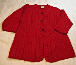 EXCELENTE Kilronan Prendas de Punto para Mujer 100% Lana Merino Cárdigan Suéter Rojo XL - Imagen 1 de 8