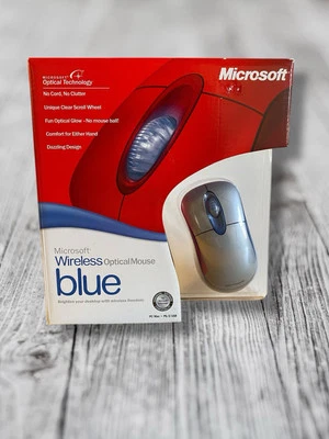 Microsoft Wireless Optical Mouse Blue K80-00004 USB PS/2 Windows Mac New Sealed - Image 1 of 4