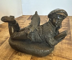 Genesis Fine Arts Bronze Statue “Bookworm Boy w/Dog” P Holland Ireland - Picture 1 of 6
