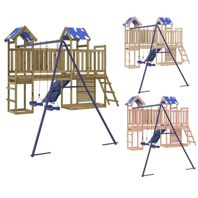 Spielturm mit Rutsche Schaukel Kletterwand Spielplatz Holz Kinder Kletterturm - Bild 1 von 4
