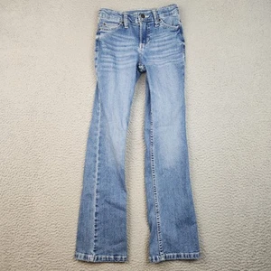 Wrangler Jeans Girls 10 Slim Blue Adjustable Waist Bootcut Embroidered Pockets - Picture 1 of 9
