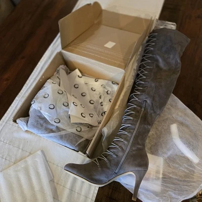 Journee Collection Women's Over The Knee Grey Trill Boots 7.5 - Image 1 of 4