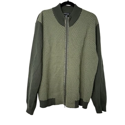 Kenneth Cole шерстяная смесь полный молнии свитер куртка XL зеленый елочка вязаный повседневный - Изображение 1 из 4