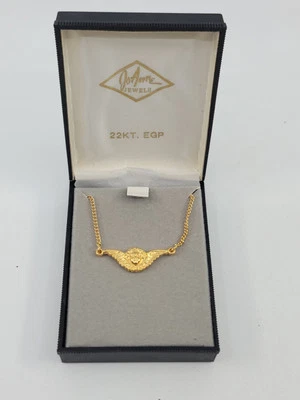 JoAnne Jewels 22kt Yellow Gold EGP Plated Cherub Angel Wings Necklace New - Image 1 of 2