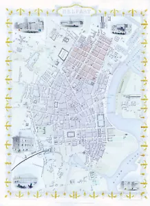 Mapa antiguo del plano de la ciudad de 1850 Belfast Irlanda por John Tallis (TM4-2) - Imagen 1 de 1