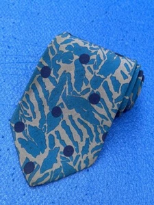 Authentic Christian Dior Camo Polka Dot Design On Blue 100% Silk Necktie Tie - Picture 1 of 14