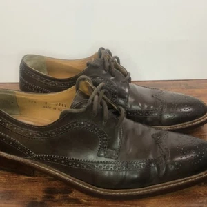 John W Nordstrom Men’s Size 10.5 M Dark Brown Leather Oxford Brogue Shoes Italy - Picture 1 of 11