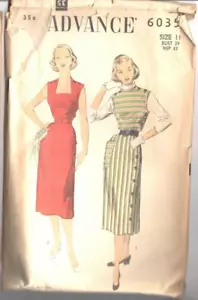 1940's Vintage ADVANCE Pattern 6035 JUMPER or SLEEVELESS DRESS Size 11 Bust 29 - Picture 1 of 2