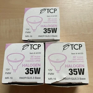 3 TCP 35W MR-16 HALOGEN LIGHT BULBS 44120 GU5.3 BASE LOW VOLTAGE 12V - Picture 1 of 7